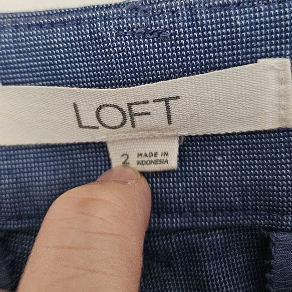 LOFT Riviera Slim Blue Ankle Pants Size 2 Cotton Stretch Tailored Work Pants - Picture 10 of 12